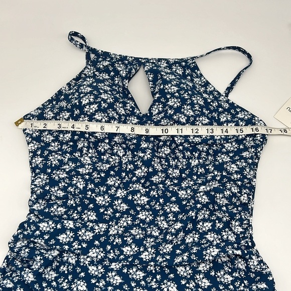 Rosezuzu Ruched High Neck Keyhole Ditzy Baby’s Breath Floral Tummy Control Swim - Picture 13 of 15